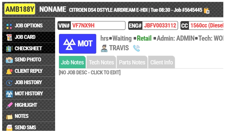 Job Cards & Checksheets in MOT Manager Job Cards & Checksheets in MOT Manager